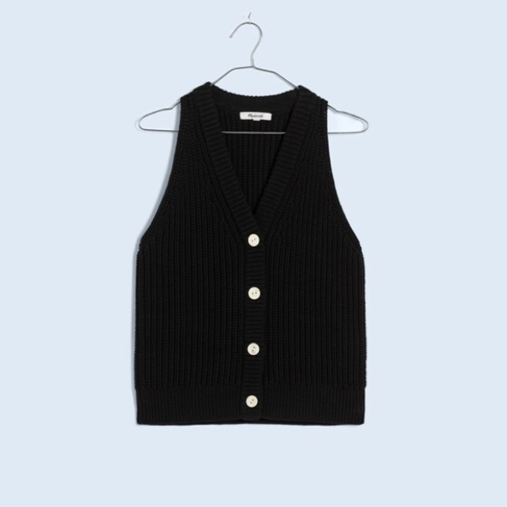 NWT Madewell Cutaway Sweater Vest in Black